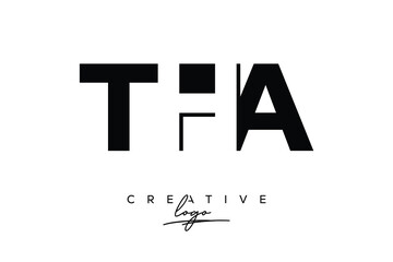 Obraz premium THA Creative Minimalistic Negative Space Latter Logo with Modern Monogram for Branding and Business Letter mark Logo with Initial Letters Logo Design for Branding.