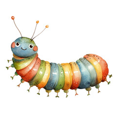 A colorful caterpillar on transparent background