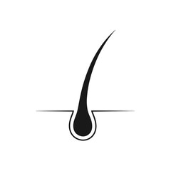 Hair follicle vector illustration depicting a single hair piercing through the skin surface, showcasing the root structure beneath. Essential for anatomy, dermatology, and beauty concepts.