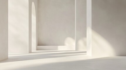 Fototapeta premium Minimalist interior space with soft light and smooth surfaces