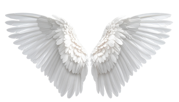 Realistic angel wings. White wing isolated. png transparency