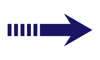 Dark blue arrow with bars isolated on transparent background