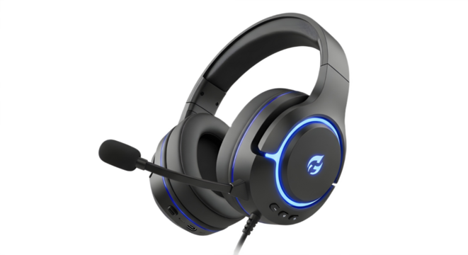 Gaming Headset with Microphone for Online Gaming and Communication isolated PNG with Transparent Background