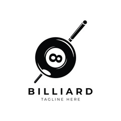 Billiard, ball and stick logo illustration vector