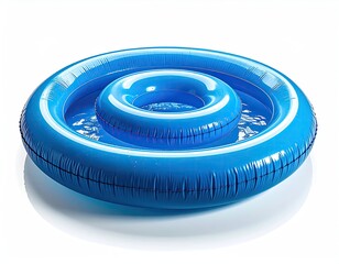 Inflatable blue pool, concentric rings, shallow, summer fun, water play, kids, toy