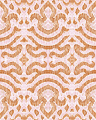 Damask pattern with imitation of embroidery stitches. Seamless abstract background in warm tones. Stylized textile ornament. Vector illustration.