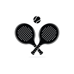 Vintage Paddle Tennis logo, paddle club logo, paddle racket and ball logo icon vector on white background