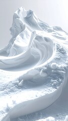 Abstract white sculpture resembling a stylized, flowing mountain range with textured surfaces and subtle light and shadow creating depth