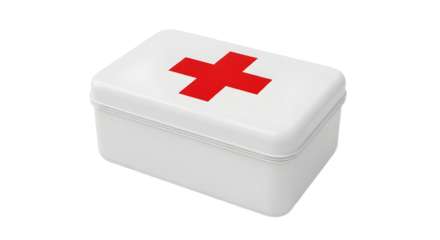 White first aid kit with red cross isolated PNG with Transparent Background