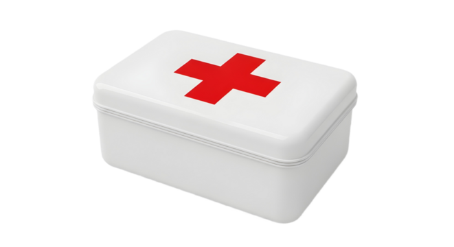 White first aid kit with red cross isolated PNG with Transparent Background