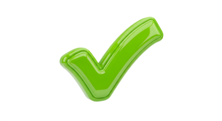 Green check mark graphic for approval and validation isolated PNG with Transparent Background