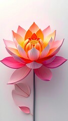 A stylized pink and orange lotus flower with a single stem and leaves against a white background, rendered in a smooth, almost 3D style