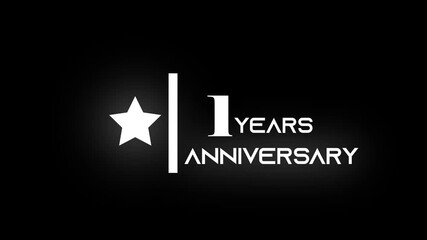 Minimal 1 Years Anniversary Animation with White Text on Black Background.