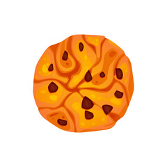 American cookies with Chocolate Chips. Traditional Biscuits with Drops. Vector illustration. 