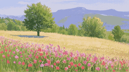 Elevated Serenity Beauty on the hills isolated watercolor vector illustration svg