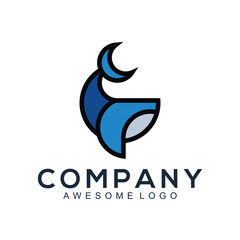 Fototapeta premium Whale outline logo template