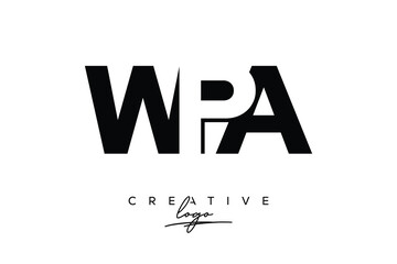 WPA Creative Minimalistic Negative Space Latter Logo with Modern Monogram for Branding and Business Letter mark Logo with Initial Letters Logo Design for Branding.	