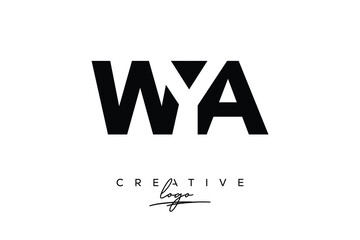 WYA Creative Minimalistic Negative Space Latter Logo with Modern Monogram for Branding and Business Letter mark Logo with Initial Letters Logo Design for Branding.	