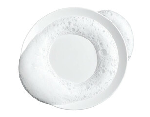 White dish with foamy rings, top view