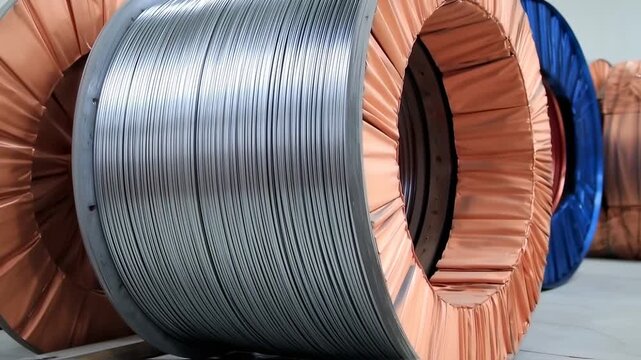 Rolled metal wire on a spool