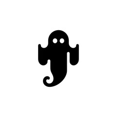 Minimalist Ghost Silhouette with Swirling Tail for Halloween