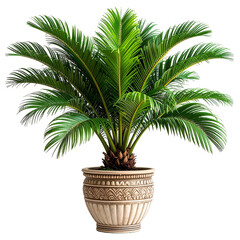 Obraz premium Isolated Lush Green Cycas Revoluta Potted Plant For Indoor Decoration