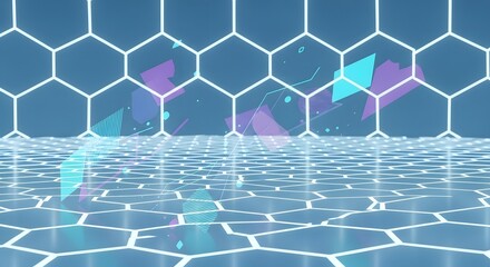 Abstract futuristic background with hexagonal grid and geometric shapes