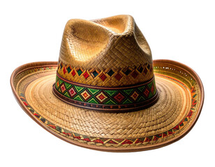 Hand-crafted straw cowboy hat with vibrant painted design