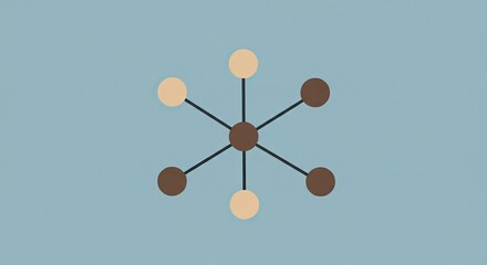 Symmetrical hub and spoke model with alternating colored nodes on a blue background.