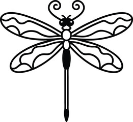 detailed dragonfly floral wings illustration on transparent