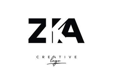 ZKA Creative Minimalistic Negative Space Latter Logo with Modern Monogram for Branding and Business Letter mark Logo with Initial Letters Logo Design for Branding.	
