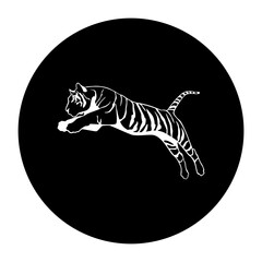 black and white illustration of a tiger icon