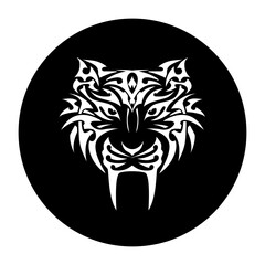 black and white illustration of a tiger icon