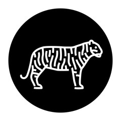 black and white illustration of a tiger icon