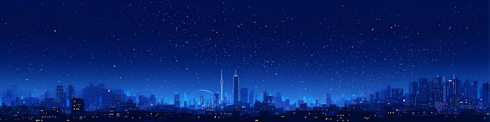 Fototapeta premium 満天の星空と大都会の夜景-1