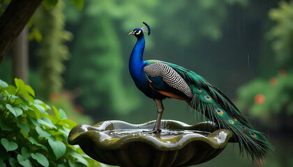 Obraz premium peacock with feathers out, 8k image