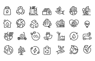 Set of icons ecology and environment and eco-friendly, green city