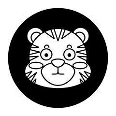 black and white illustration of a tiger icon