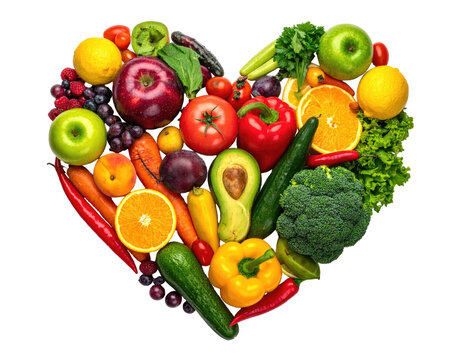 Heart-shaped arrangement of colorful fruits and vegetables (1)
