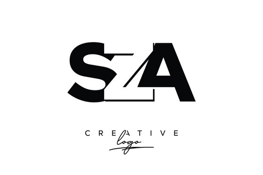 SZA Creative Minimalistic Negative Space Latter Logo with Modern Monogram for Branding and Business Letter mark Logo with Initial Letters Logo Design for Branding.	