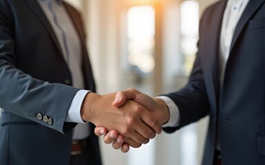 Casual business people shaking hands. High quality