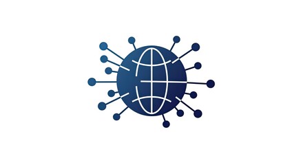 Globe with connected nodes, representing global network.
