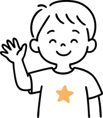 인사하는 남자아이 선 일러스트