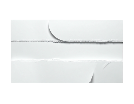 Ripped white paper with curved edges, showing layers