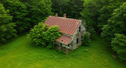 Fototapeta premium Abandoned house in forest