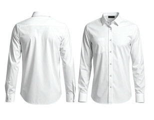 Front and back view of a blank white dress shirt