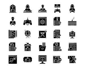 Game Development Line Vector Icons