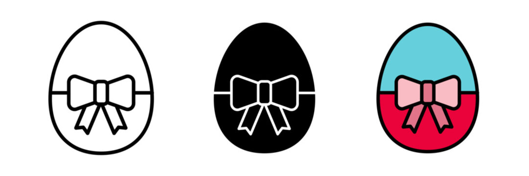 Easter egg icon Set of decorated ester eggs vector. set stroke, filled and colored concept for web design.
