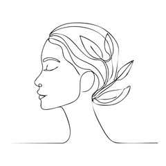 Woman profile with leaves