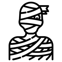 Mummy. This is a vector single icon with a dashed line style. It is suitable for various purposes, including website design, mobile app design, and logo design.